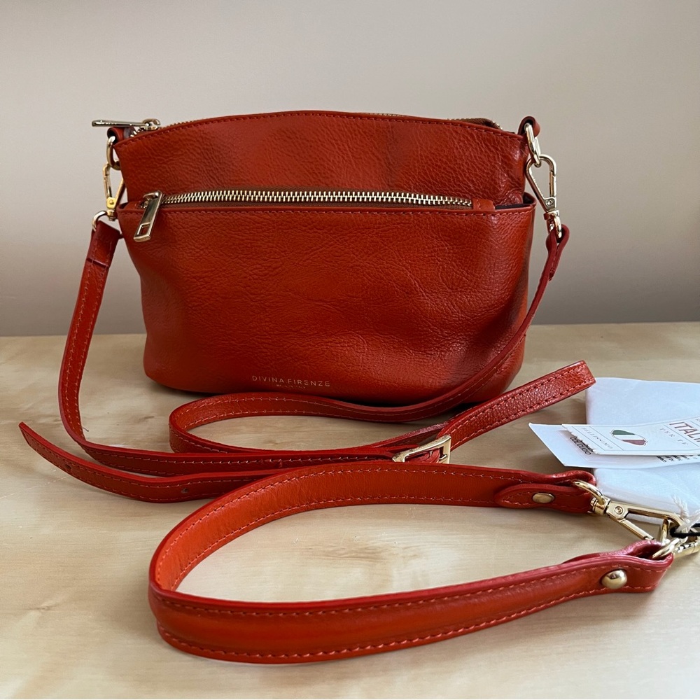 Divina Firenze NWT genuine leather orange crossbody